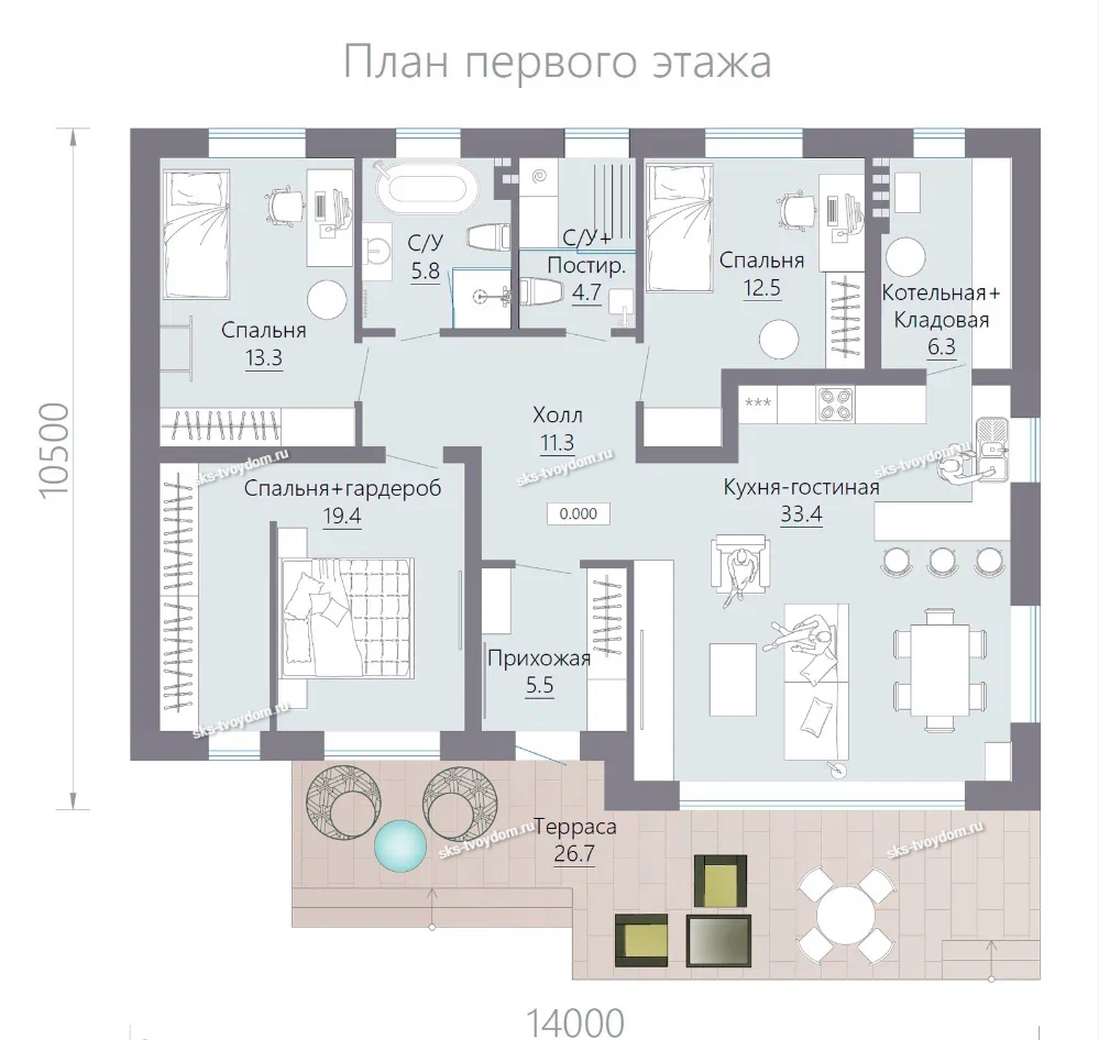План первого этажа дома МОНЕ